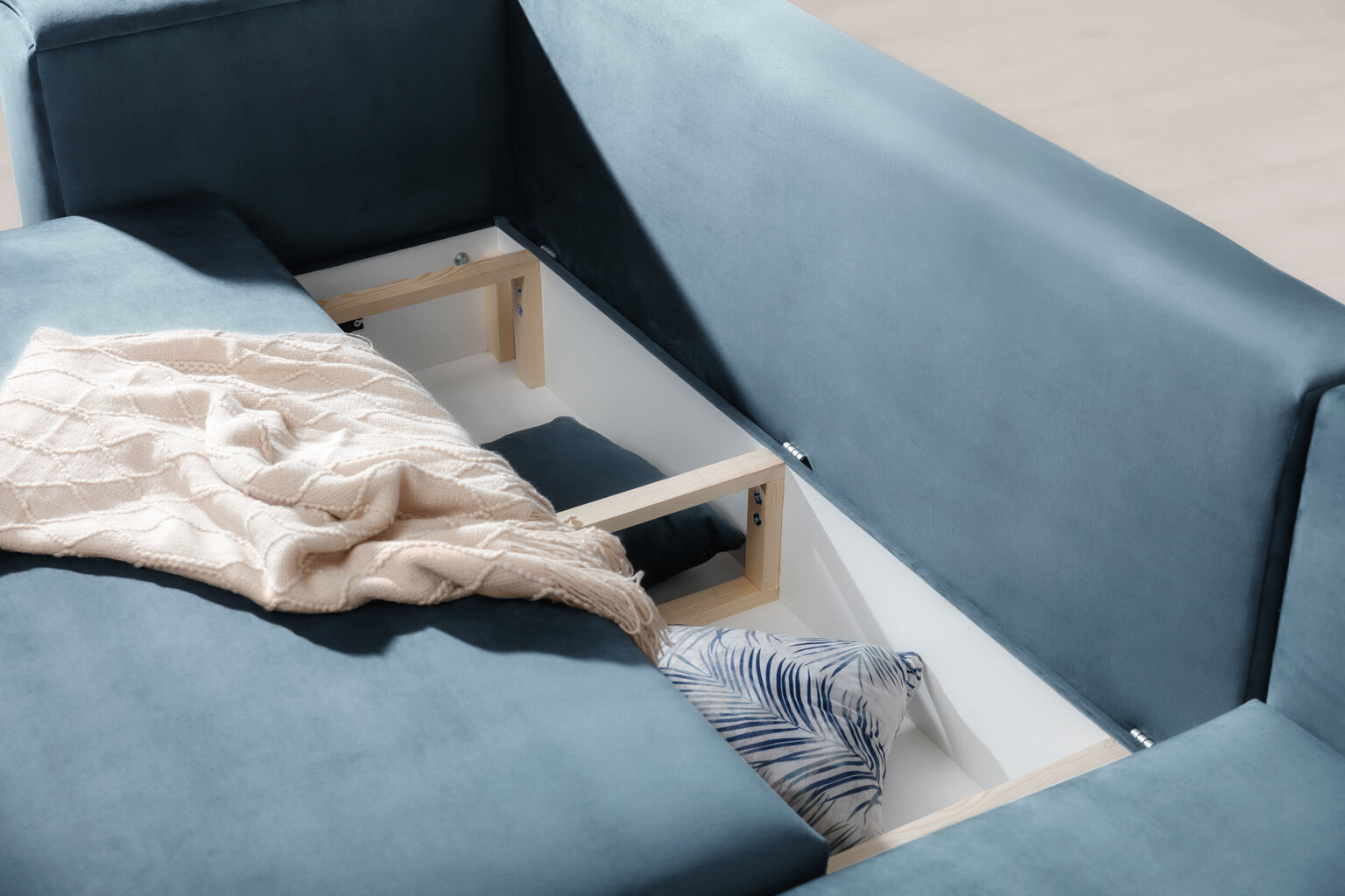 Stūra dīvāns NORE Dalia Velvetmat 100, kreisās puses, zils cena un informācija | Stūra dīvāni | 220.lv