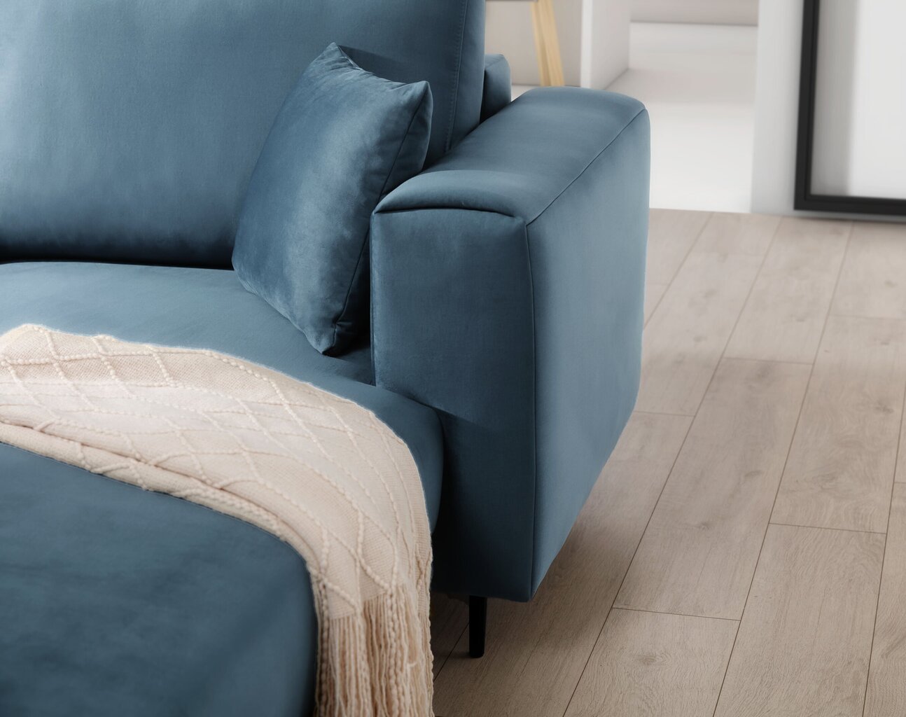 Stūra dīvāns NORE Dalia Velvetmat 100, kreisās puses, zils cena un informācija | Stūra dīvāni | 220.lv