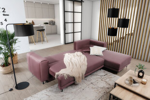 Stūra dīvāns NORE Dalia Velvetmat 24, kreisās puses, rozā cena un informācija | Stūra dīvāni | 220.lv