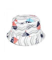 Panamas cepure bērniem 340216 01, balts/pelēks 340216*01-52/54 cena un informācija | Cepures, cimdi, šalles zēniem | 220.lv