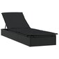 vidaXL sauļošanās gulta, apaļš jumts, 211x57x140 cm, melns PE pinums cena un informācija | Sauļošanās krēsli | 220.lv