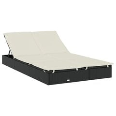 vidaXL sauļošanās gulta ar jumtu, 211x112x140 cm, PE rotangpalma цена и информация | Шезлонги | 220.lv