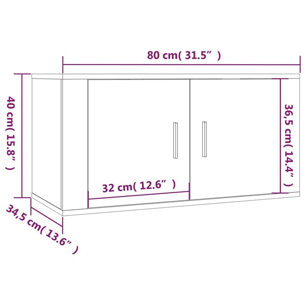 vidaXL sienas TV skapīši, 2 gab., Sonomas ozolkoka, 80x34,5x40 cm cena un informācija | TV galdiņi | 220.lv