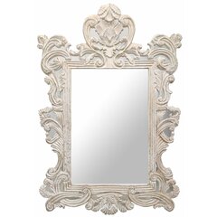Настенное зеркало DKD Home Decor Стеклянный Белый Древесина манго Маринованный (90 x 3 x 135 cm) цена и информация | Зеркала | 220.lv
