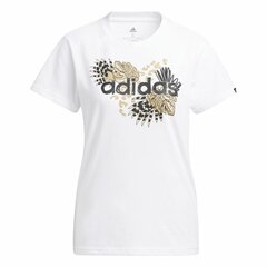 Футболка с длинным рукавом женская Adidas Print Graphic, белая цена и информация | Спортивная одежда для женщин | 220.lv