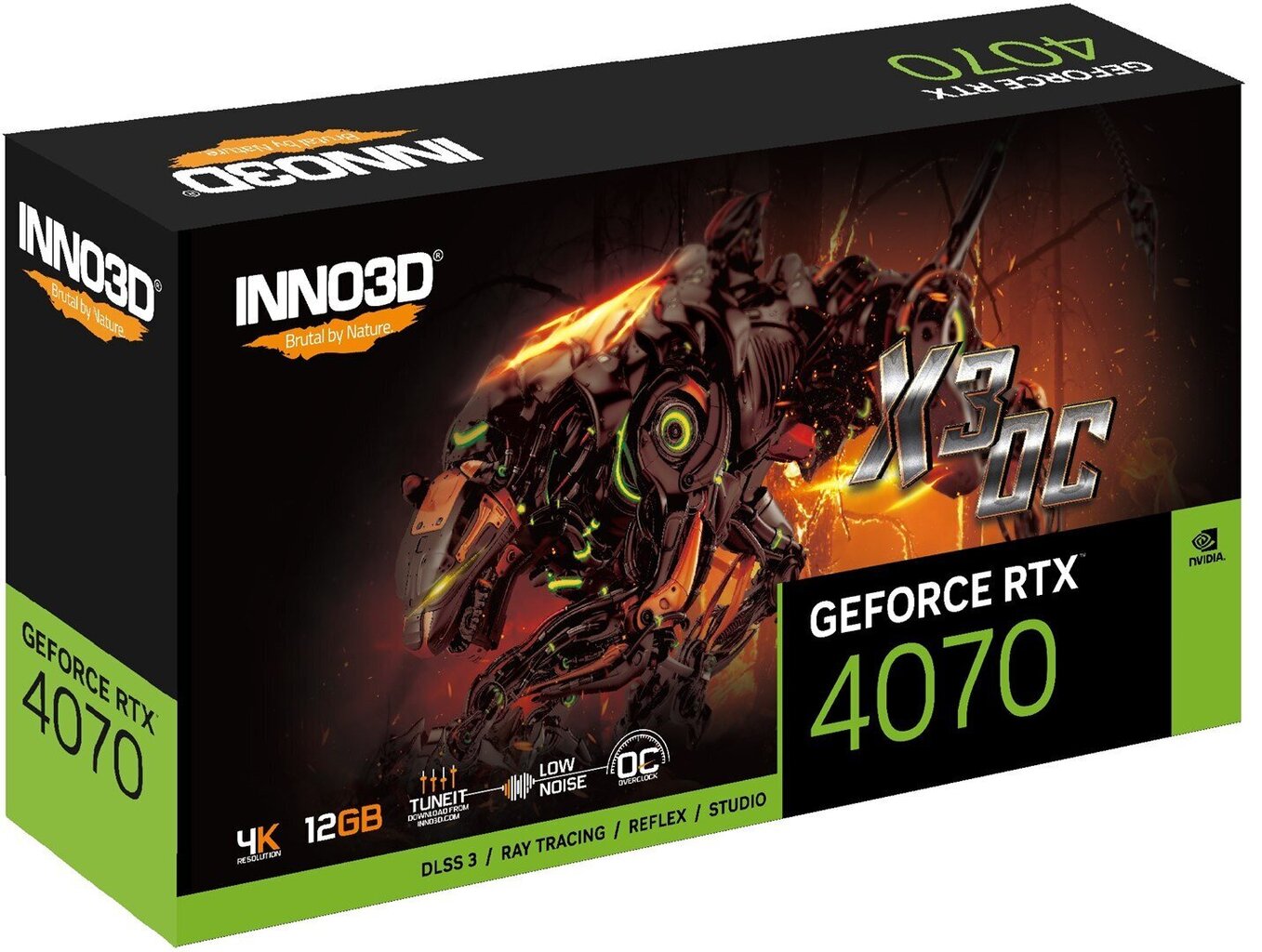 Inno3D GeForce RTX 4070 X3 OC (N40703-126XX-185252L) cena un informācija | Videokartes (GPU) | 220.lv