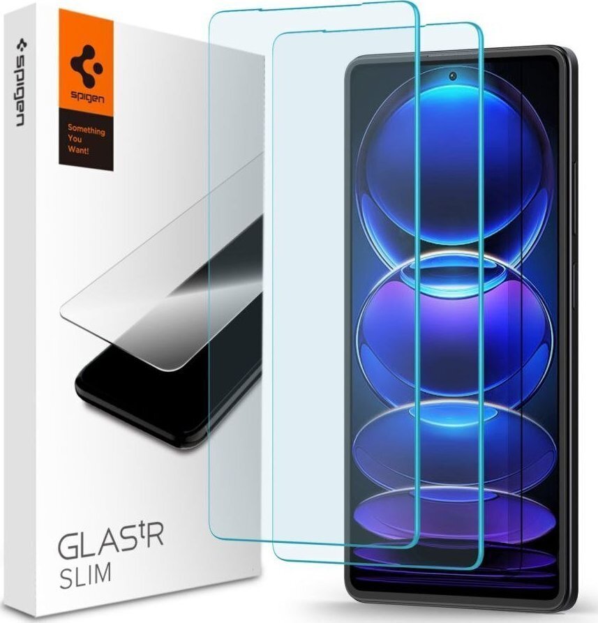 Aizsargstikls Spigen Glas.TR Slim 2-Pack Xiaomi Redmi Note 12 Pro 5G / 12 Pro Plus 5G / Poco X5 Pro 5G цена и информация | Ekrāna aizsargstikli | 220.lv