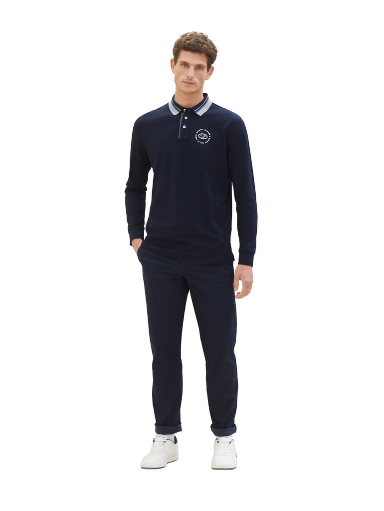 Tom Tailor vīriešu polo krekls ar garām piedurknēm, tumši zils cena un informācija | Vīriešu T-krekli | 220.lv