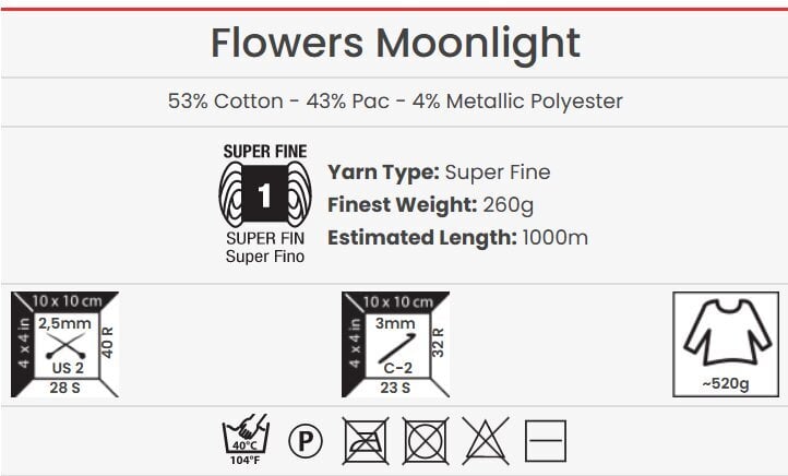 Adīšanas dzija YarnArt Flowers Moonlight 260g, krāsa 3253 cena un informācija | Adīšana | 220.lv