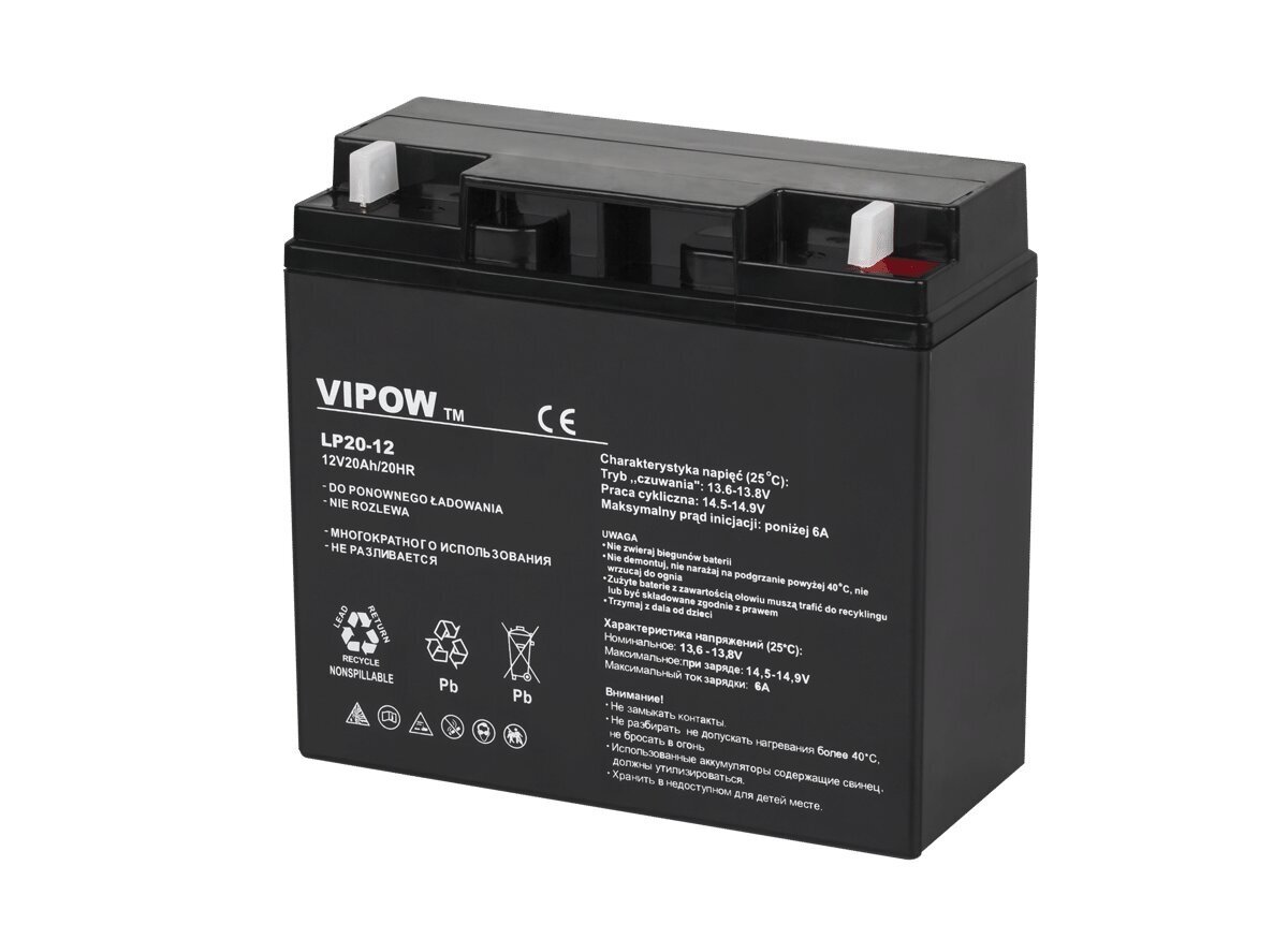 Gela akumulators VIPOW, 12V, 20Ah cena un informācija | Akumulatori | 220.lv