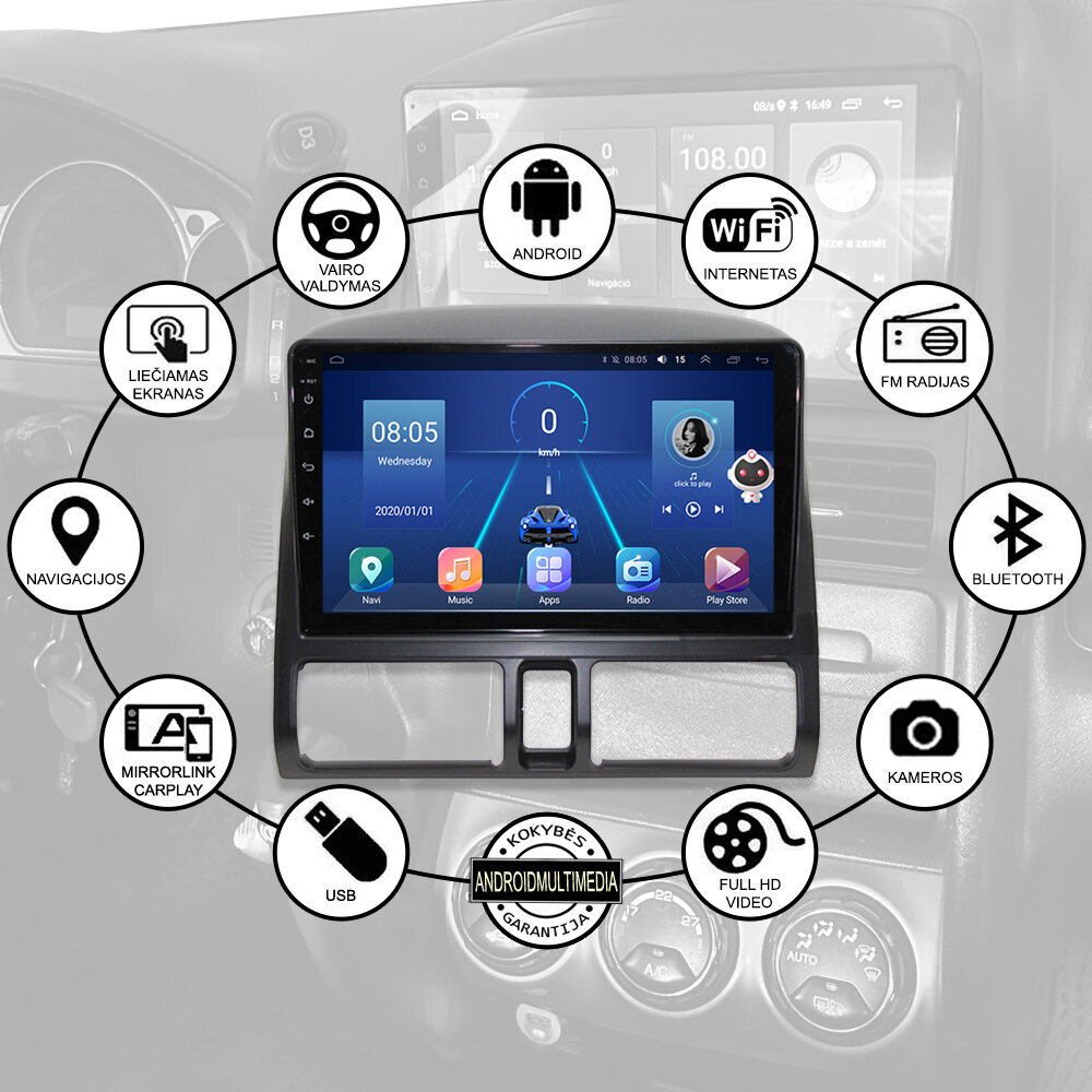 Honda CRV 2001-06 Android Multimeedia цена и информация | Auto magnetolas, multimedija | 220.lv