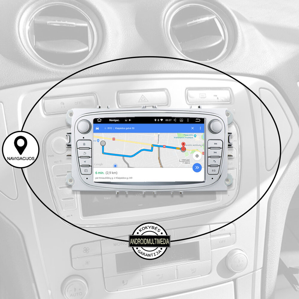 Ford S-Max Mondeo 2007-12 Android Multivides Sudrabs cena un informācija | Auto magnetolas, multimedija | 220.lv