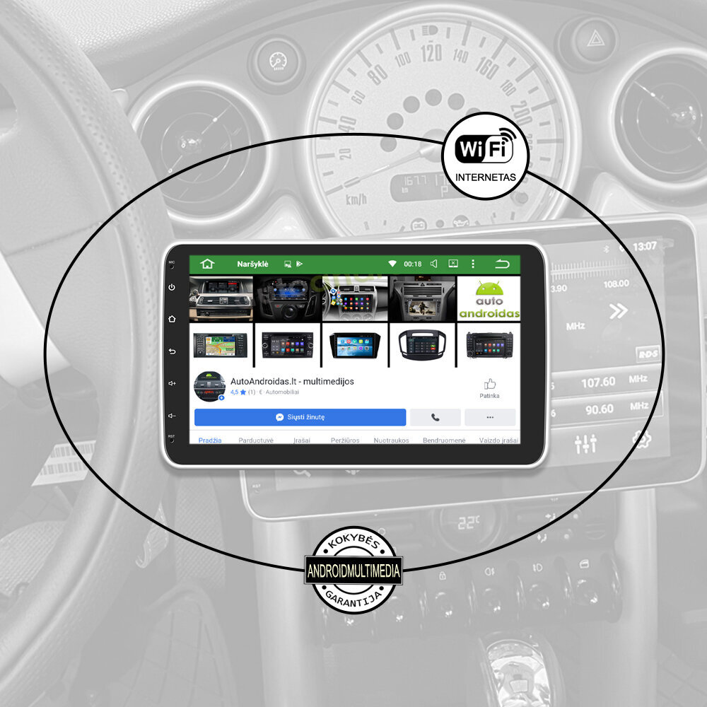 1 DIN Android Multivide ar Rotējošu Ekrānu cena un informācija | Auto magnetolas, multimedija | 220.lv