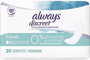 Always discreet 0%, Uroloģiskie ieliktņi, mazi, 20 gb. cena un informācija | Medicīniskā aprūpe | 220.lv