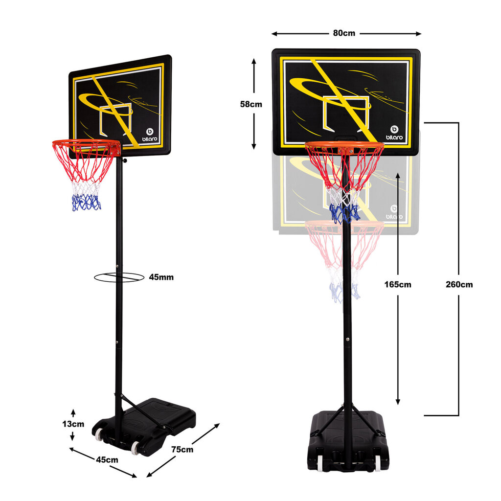 Mobilais basketbola statīvs Bilaro Junior 80x58cm cena un informācija | Basketbola statīvi | 220.lv