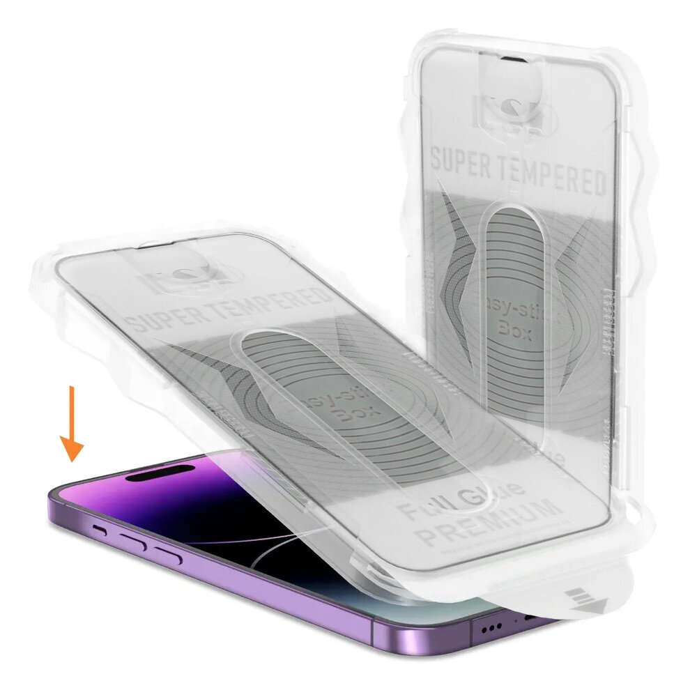 Aizsargstikls Easy Stick Box - iPhone 14 Pro cena un informācija | Ekrāna aizsargstikli | 220.lv