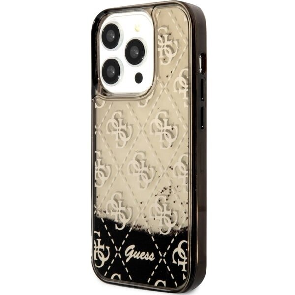 Guess GUHCP14LLC4PSGK iPhone 14 Pro 6.1" czarny|black hardcase Liquid Glitter 4G Transculent cena un informācija | Telefonu vāciņi, maciņi | 220.lv