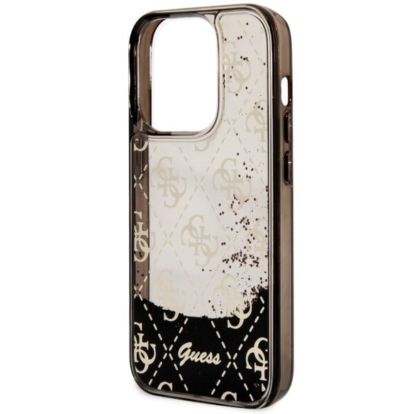 Guess GUHCP14LLC4PSGK iPhone 14 Pro 6.1" czarny|black hardcase Liquid Glitter 4G Transculent cena un informācija | Telefonu vāciņi, maciņi | 220.lv