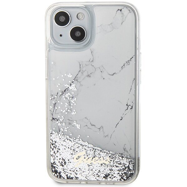 Guess GUHCP14SLCSGSGH iPhone 14 6.1" biały|white hardcase Liquid Glitter Marble cena un informācija | Telefonu vāciņi, maciņi | 220.lv