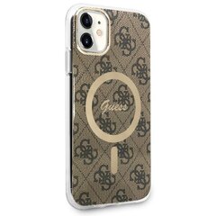 Guess GUHMN61H4STW iPhone 11 6.1" brązowy|brown hardcase 4G MagSafe cena un informācija | Telefonu vāciņi, maciņi | 220.lv