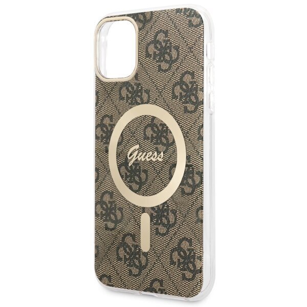 Guess GUHMN61H4STW iPhone 11 6.1" brązowy|brown hardcase 4G MagSafe cena un informācija | Telefonu vāciņi, maciņi | 220.lv