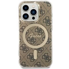 Чехол Guess GUHMP14LH4STW для iPhone 14 Pro 6.1" hardcase 4G MagSafe, коричневый цена и информация | Чехлы для телефонов | 220.lv