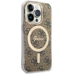 Чехол Guess GUHMP14LH4STW для iPhone 14 Pro 6.1" hardcase 4G MagSafe, коричневый цена и информация | Чехлы для телефонов | 220.lv