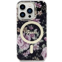 Чехол Guess GUHMP14LHCFWSK для iPhone 14 Pro 6.1" hardcase Flower MagSafe, черный цена и информация | Чехлы для телефонов | 220.lv