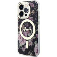 Guess GUHMP14LHCFWSK iPhone 14 Pro 6.1" czarny|black hardcase Flower MagSafe cena un informācija | Telefonu vāciņi, maciņi | 220.lv