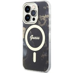 Guess GUHMP14LHTMRSK iPhone 14 Pro 6.1" czarny|black hardcase Golden Marble MagSafe cena un informācija | Telefonu vāciņi, maciņi | 220.lv