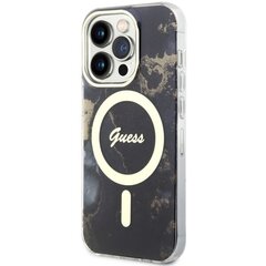 Чехол Guess GUHMP14LHTMRSK для iPhone 14 Pro 6.1" hardcase Golden Marble MagSafe, черный цена и информация | Чехлы для телефонов | 220.lv