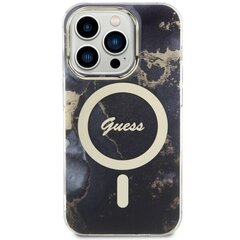 Чехол Guess GUHMP14LHTMRSK для iPhone 14 Pro 6.1" hardcase Golden Marble MagSafe, черный цена и информация | Чехлы для телефонов | 220.lv