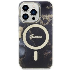 Guess GUHMP14LHTMRSK iPhone 14 Pro 6.1" czarny|black hardcase Golden Marble MagSafe cena un informācija | Telefonu vāciņi, maciņi | 220.lv