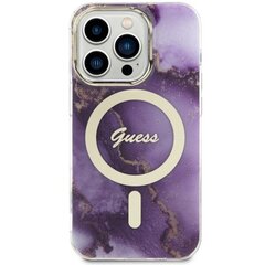 Guess GUHMP14LHTMRSU iPhone 14 Pro 6.1" purpurowy|purple hardcase Golden Marble MagSafe цена и информация | Чехлы для телефонов | 220.lv