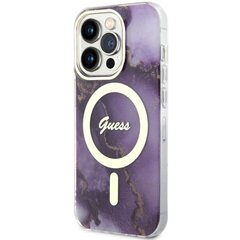 Guess GUHMP14LHTMRSU iPhone 14 Pro 6.1" purpurowy|purple hardcase Golden Marble MagSafe цена и информация | Чехлы для телефонов | 220.lv