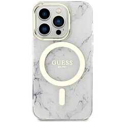 Чехол Guess GUHMP14LPCUMAH для iPhone 14 Pro 6.1" hardcase Marble MagSafe, белый цена и информация | Чехлы для телефонов | 220.lv