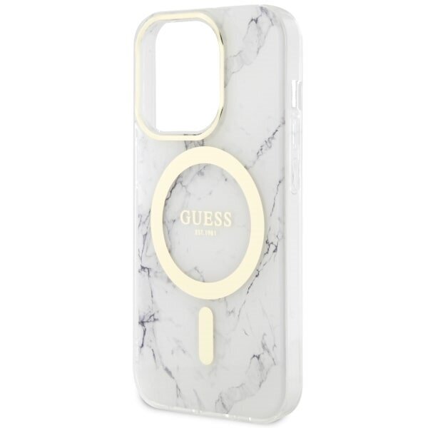 Guess GUHMP14LPCUMAH iPhone 14 Pro 6.1" biały|white hardcase Marble MagSafe цена и информация | Telefonu vāciņi, maciņi | 220.lv