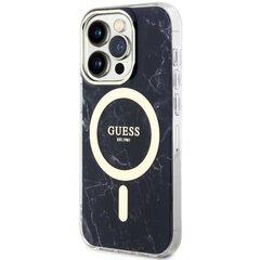 Чехол Guess GUHMP14LPCUMAK для iPhone 14 Pro 6.1" hardcase Marble MagSafe, черный цена и информация | Чехлы для телефонов | 220.lv