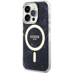 Guess GUHMP14LPCUMAK iPhone 14 Pro 6.1" czarny|black hardcase Marble MagSafe cena un informācija | Telefonu vāciņi, maciņi | 220.lv