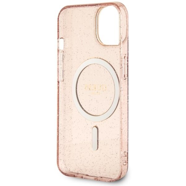 Guess GUHMP14MHCMCGP iPhone 14 Plus 6.7" różowy|pink hardcase Glitter Gold MagSafe cena un informācija | Telefonu vāciņi, maciņi | 220.lv