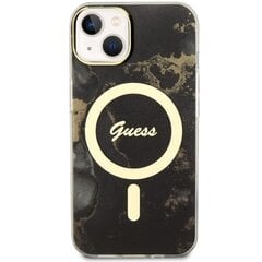 Guess GUHMP14MHTMRSK iPhone 14 Plus 6.7" czarny|black hardcase Golden Marble MagSafe cena un informācija | Telefonu vāciņi, maciņi | 220.lv