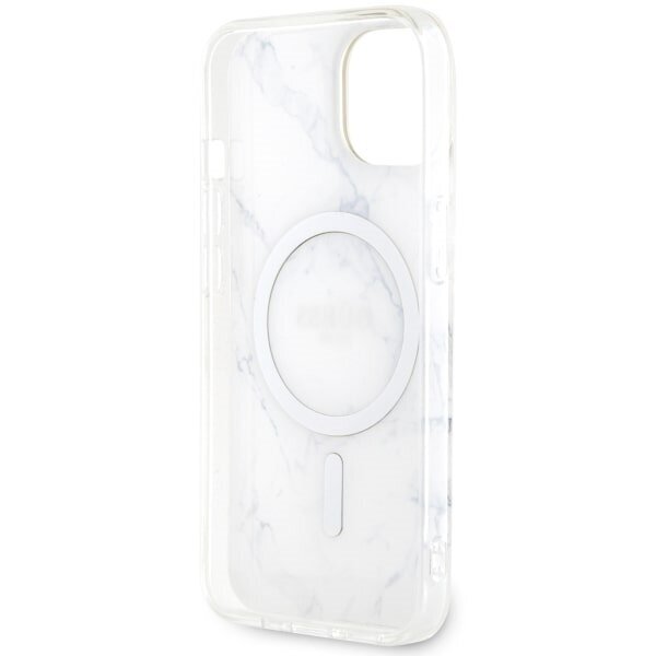 Guess GUHMP14MPCUMAH iPhone 14 Plus 6.7" biały|white hardcase Marble MagSafe cena un informācija | Telefonu vāciņi, maciņi | 220.lv