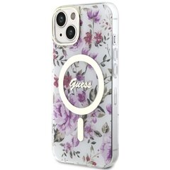 Чехол Guess GUHMP14SHCFWST для iPhone 14 6.1" transparent hardcase Flower MagSafe, белый цена и информация | Чехлы для телефонов | 220.lv