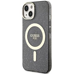 Guess GUHMP14SHCMCGK iPhone 14 6.1" czarny|black hardcase Glitter Gold MagSafe cena un informācija | Telefonu vāciņi, maciņi | 220.lv