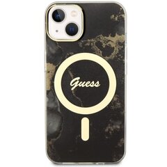 Guess GUHMP14SHTMRSK iPhone 14 6.1" czarny|black hardcase Golden Marble MagSafe cena un informācija | Telefonu vāciņi, maciņi | 220.lv