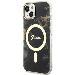 Чехол Guess GUHMP14SHTMRSK для iPhone 14 6.1" hardcase Golden Marble MagSafe, черный цена и информация | Чехлы для телефонов | 220.lv