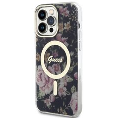 Чехол Guess GUHMP14XHCFWSK для iPhone 14 Pro Max 6.7" hardcase Flower MagSafe, черный цена и информация | Чехлы для телефонов | 220.lv