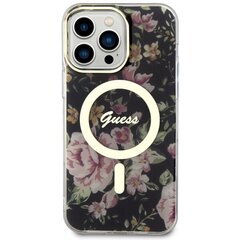 Чехол Guess GUHMP14XHCFWSK для iPhone 14 Pro Max 6.7" hardcase Flower MagSafe, черный цена и информация | Чехлы для телефонов | 220.lv