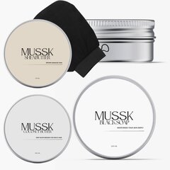 Komplekts Mussk: Black Soap (200 ml) + Shea Butter (50 ml) + Coconut butter (200 ml) + Kessa glove cena un informācija | Ķermeņa krēmi, losjoni | 220.lv