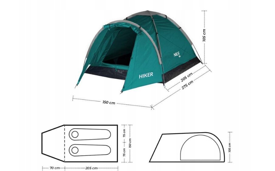 NILS 2 personu ūdensnecaurlaidīga kempinga telts cena un informācija | Teltis | 220.lv
